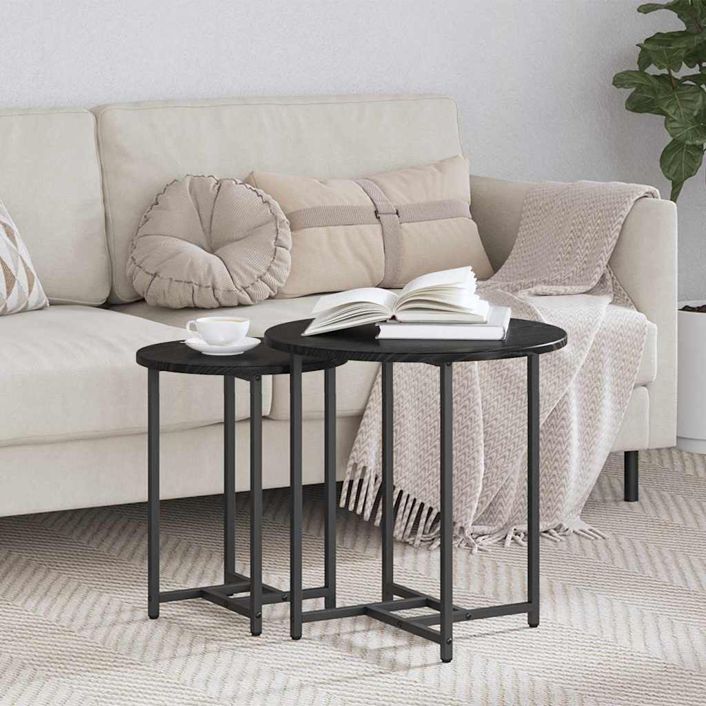 Set of 2 nesting tables Antique black wood