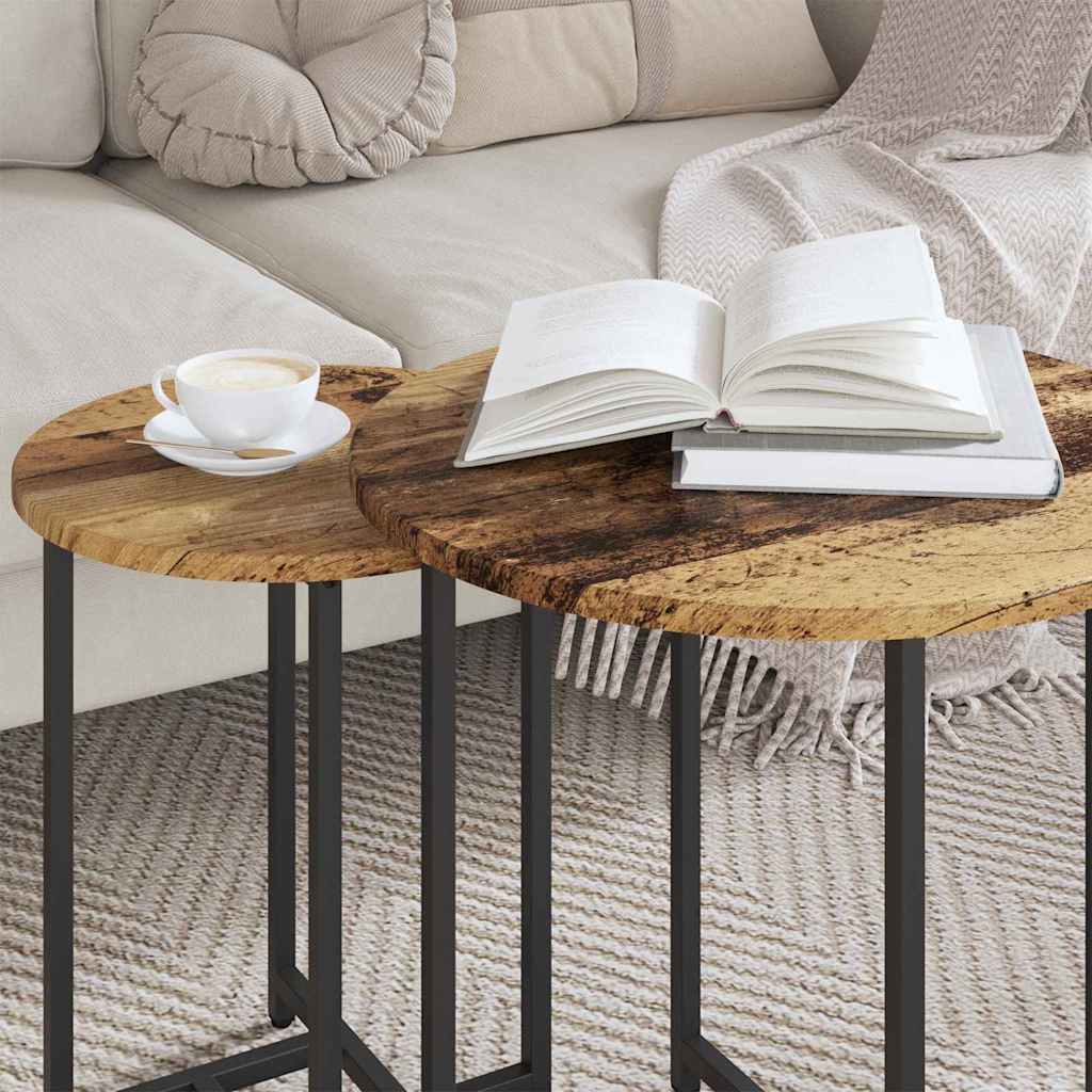 Conjunto de mesas auxiliares 2 pcs Madera envejecida y negra