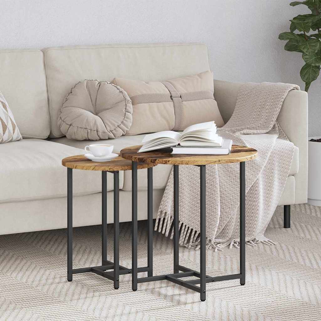 Conjunto de mesas auxiliares 2 pcs Madera envejecida y negra