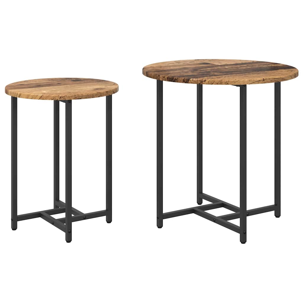 Conjunto de mesas auxiliares 2 pcs Madera envejecida y negra