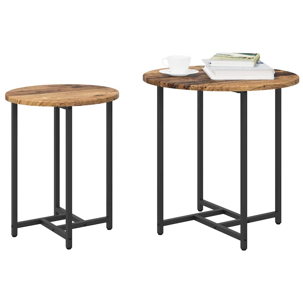 Conjunto de mesas auxiliares 2 pcs Madera envejecida y negra