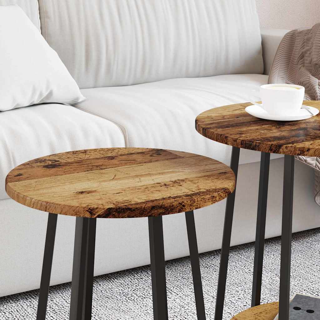 Conjunto de mesas auxiliares 2 pcs Madera envejecida y negra