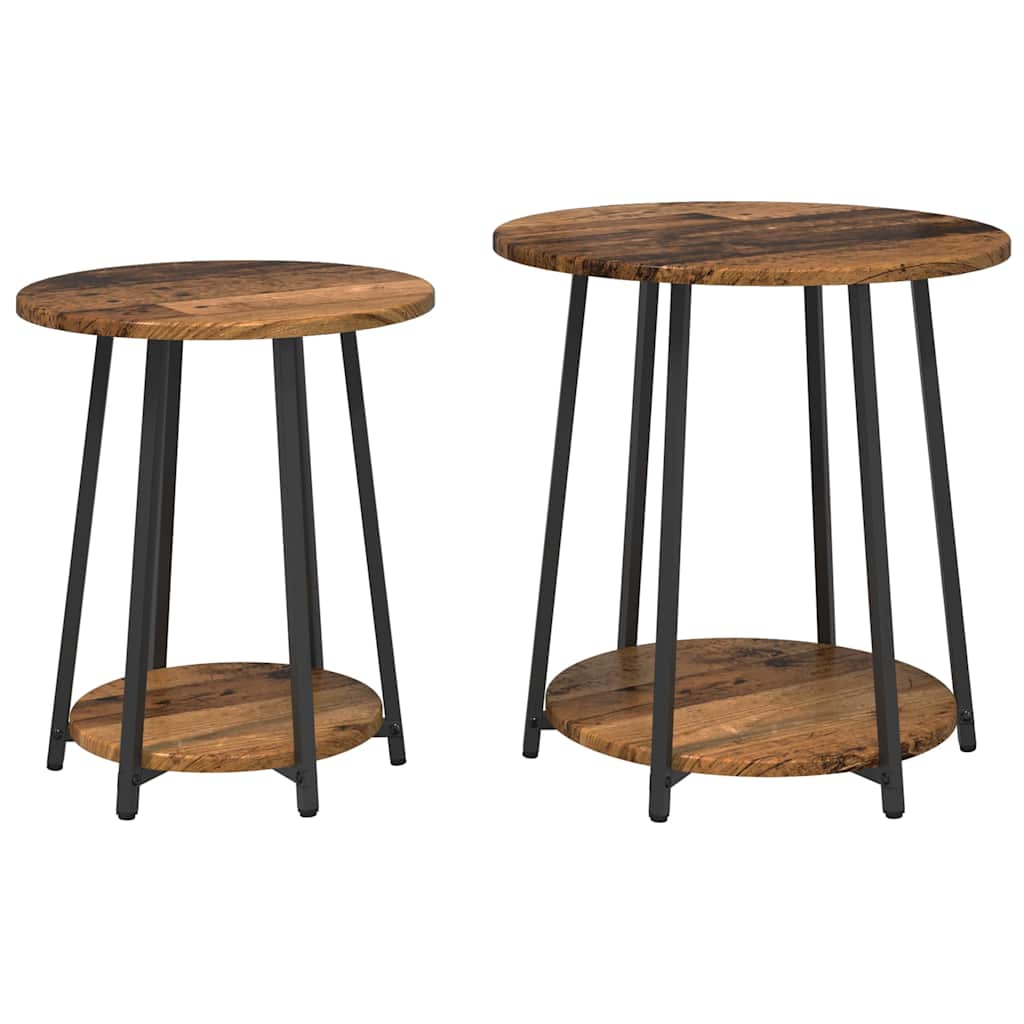 Conjunto de mesas auxiliares 2 pcs Madera envejecida y negra