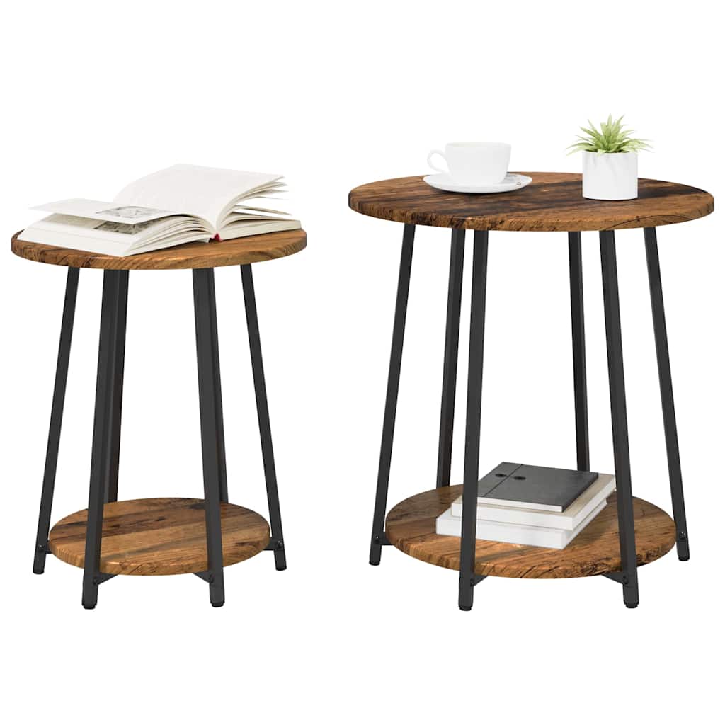 Conjunto de mesas auxiliares 2 pcs Madera envejecida y negra