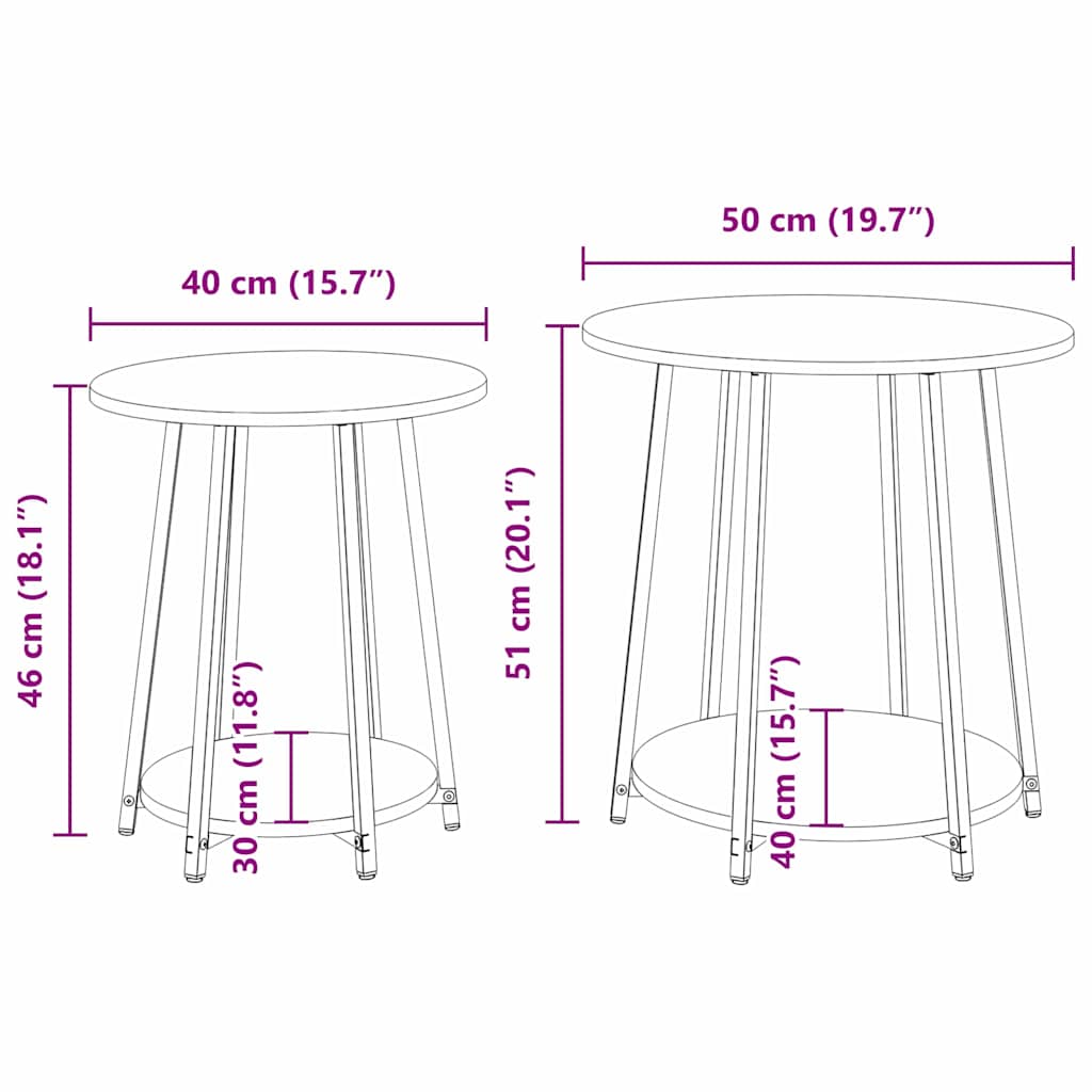 Conjunto de mesas auxiliares 2 pcs Madera envejecida y negra