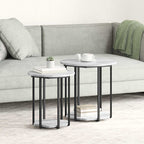 Conjunto de mesas auxiliares con estante 2 pcs Gris