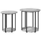 Conjunto de mesas auxiliares con estante 2 pcs Gris