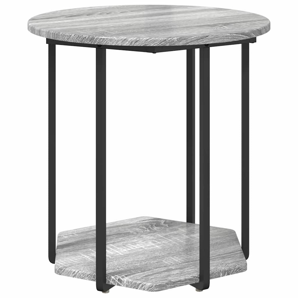 Conjunto de mesas auxiliares con estante 2 pcs Gris