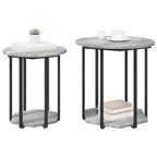 Conjunto de mesas auxiliares con estante 2 pcs Gris
