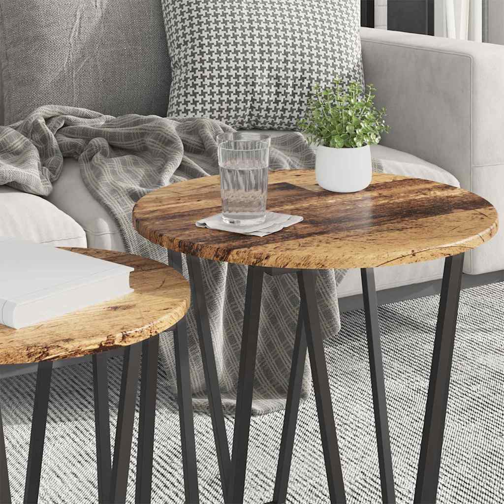 Conjunto de mesas auxiliares 2 pcs Madera envejecida y negra