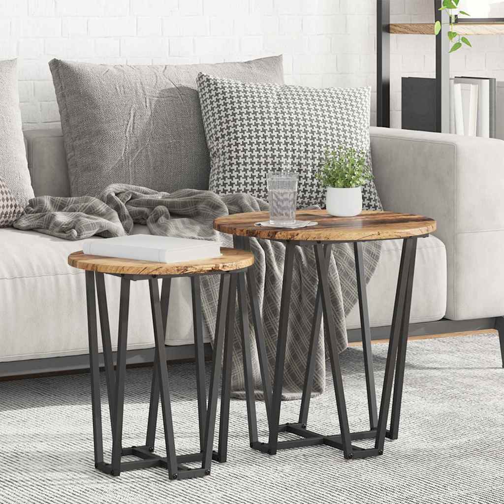 Conjunto de mesas auxiliares 2 pcs Madera envejecida y negra
