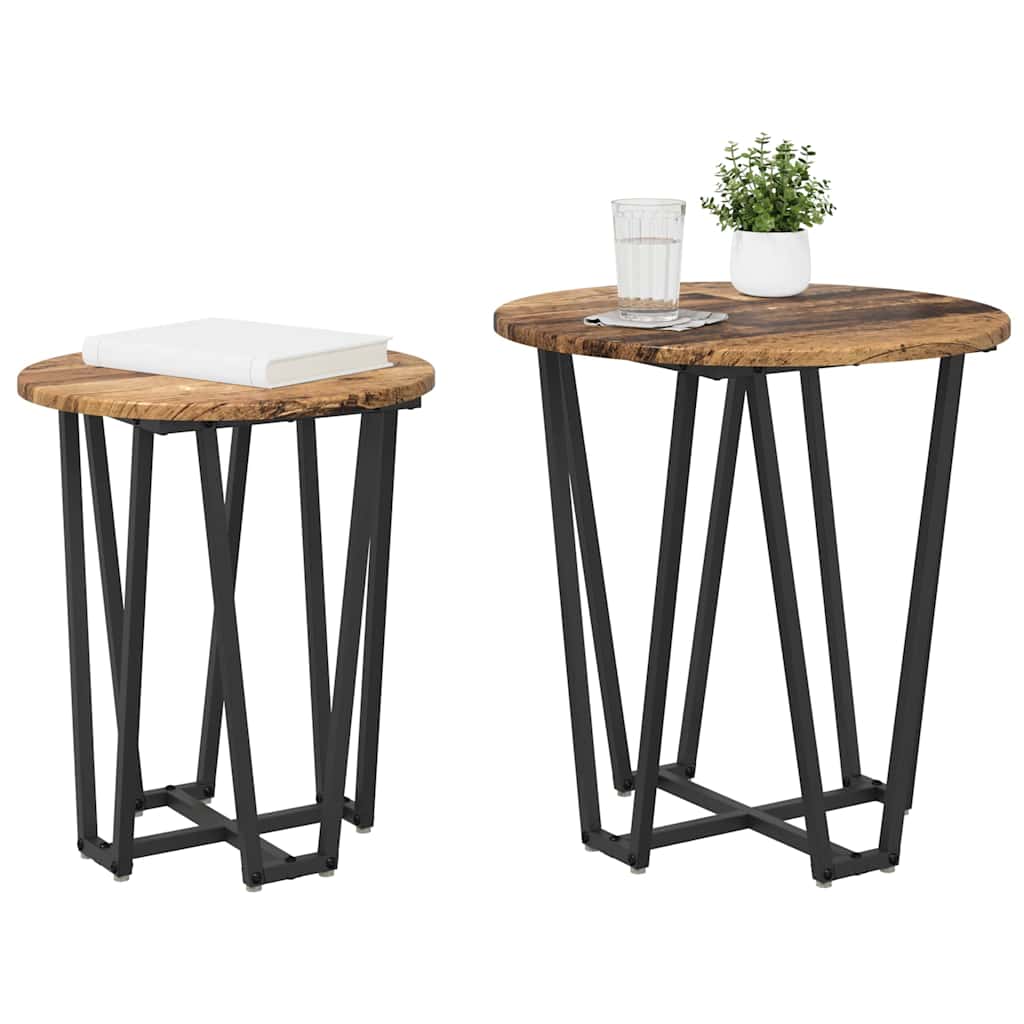 Conjunto de mesas auxiliares 2 pcs Madera envejecida y negra