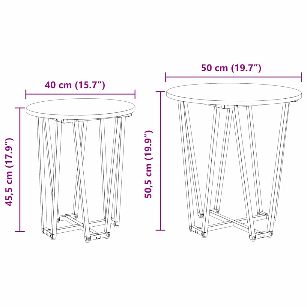 Conjunto de mesas auxiliares 2 pcs Madera envejecida y negra