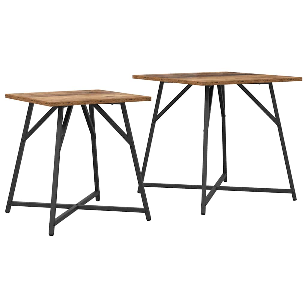 Conjunto de mesas auxiliares 2 pcs Madera envejecida y negra