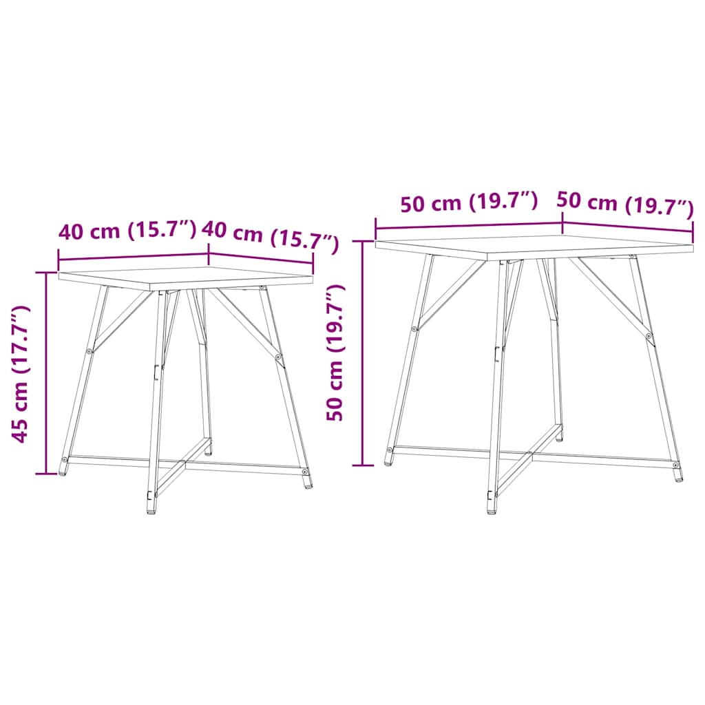 Conjunto de mesas auxiliares 2 pcs Madera envejecida y negra