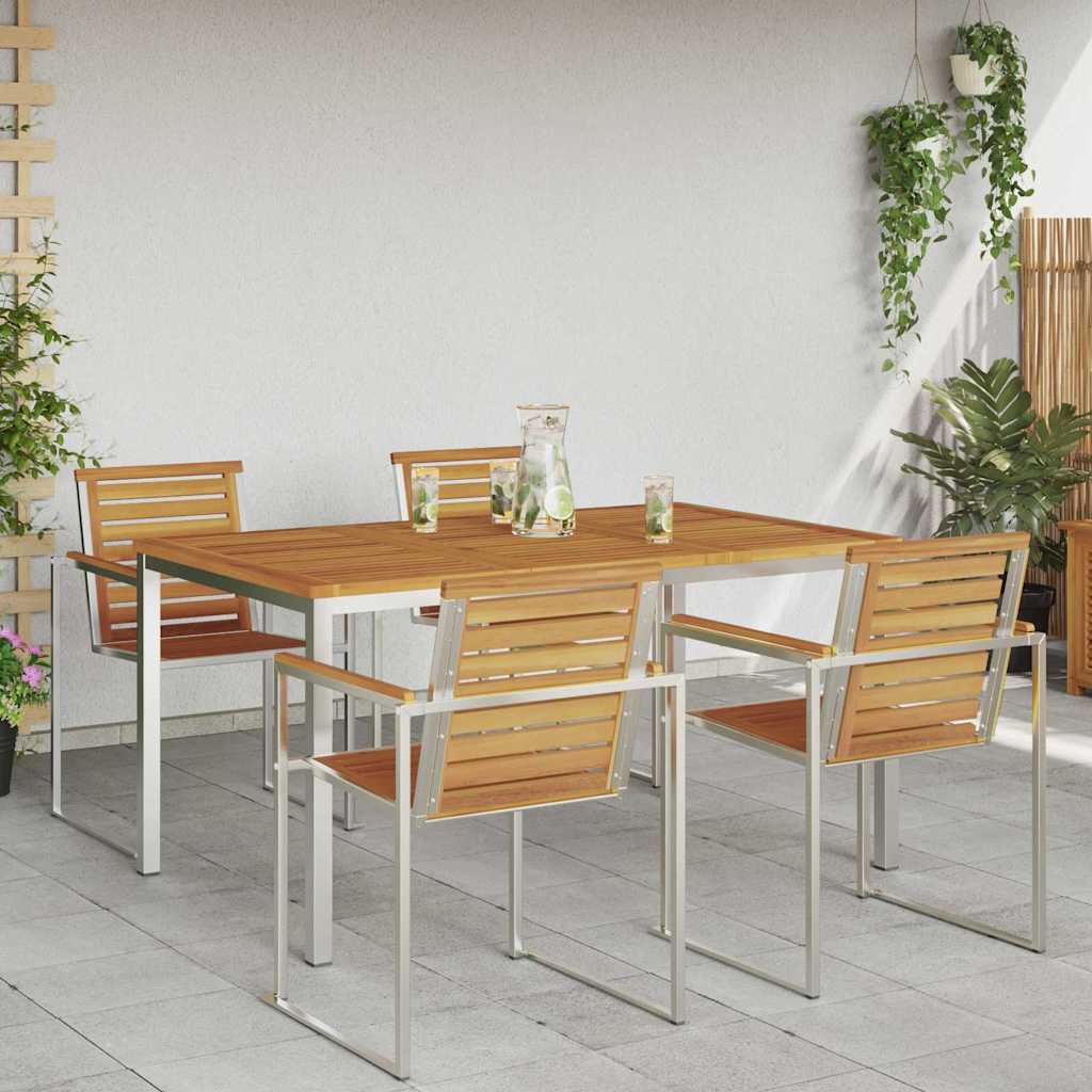 MesadeComedor Marrón 150 x 90 x 75 cm Madera de Acacia Sólida