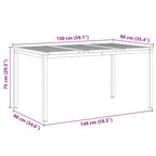 MesadeComedor Marrón 150 x 90 x 75 cm Madera de Acacia Sólida