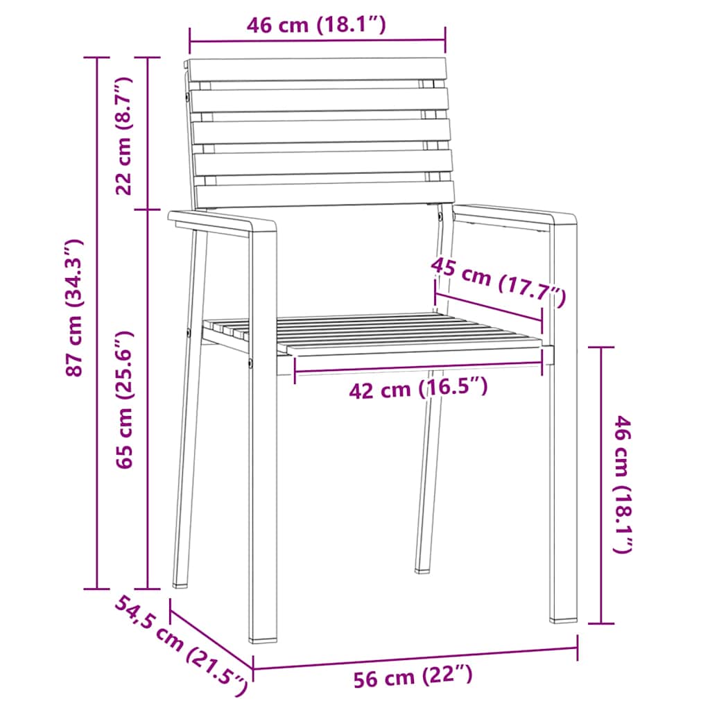 Silla de Jardín 2 pcs Aceite Natural Madera de Acacia Sólida