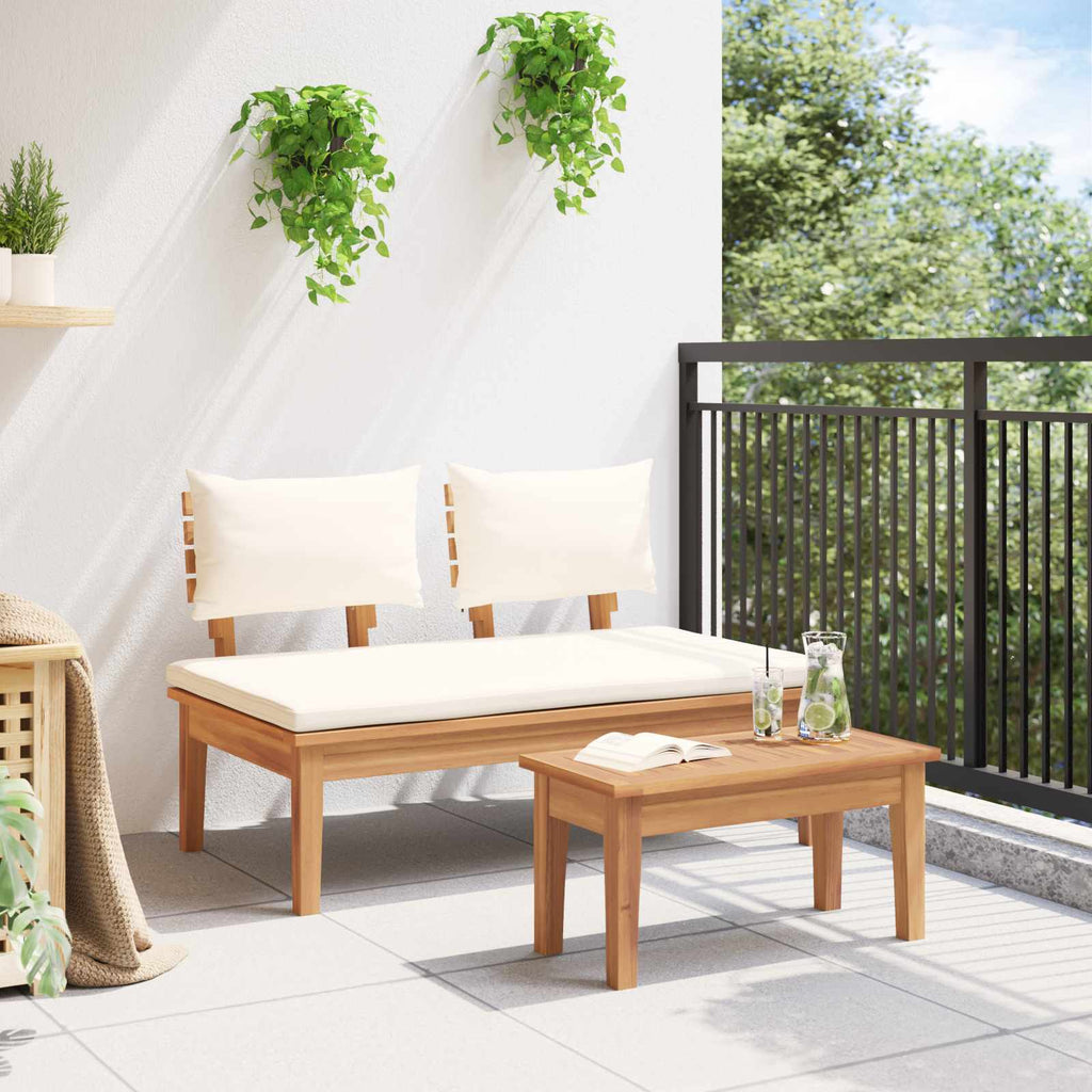 Conjunto de banco y mesa de jardín 2 pcs Crema y marrón