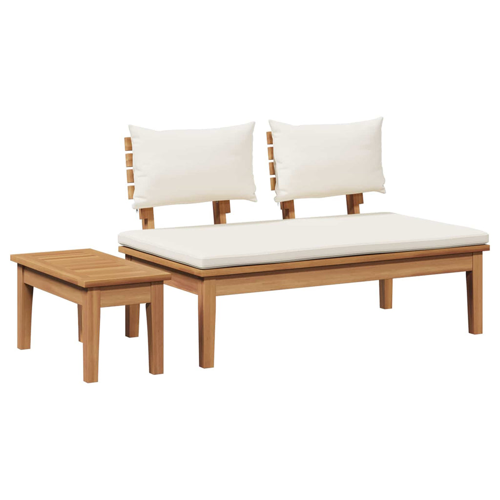 Conjunto de banco y mesa de jardín 2 pcs Crema y marrón
