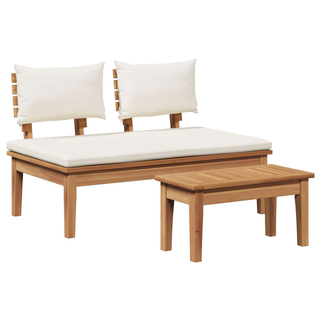 Conjunto de banco y mesa de jardín 2 pcs Crema y marrón