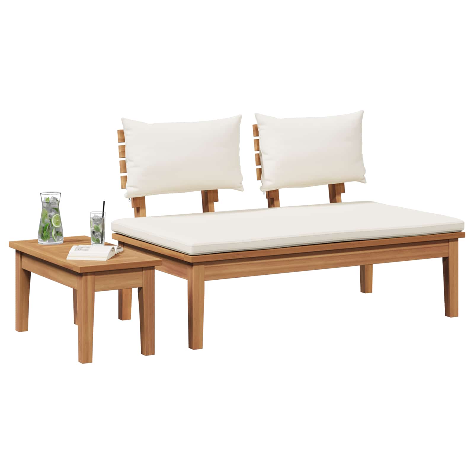 Conjunto de banco y mesa de jardín 2 pcs Crema y marrón
