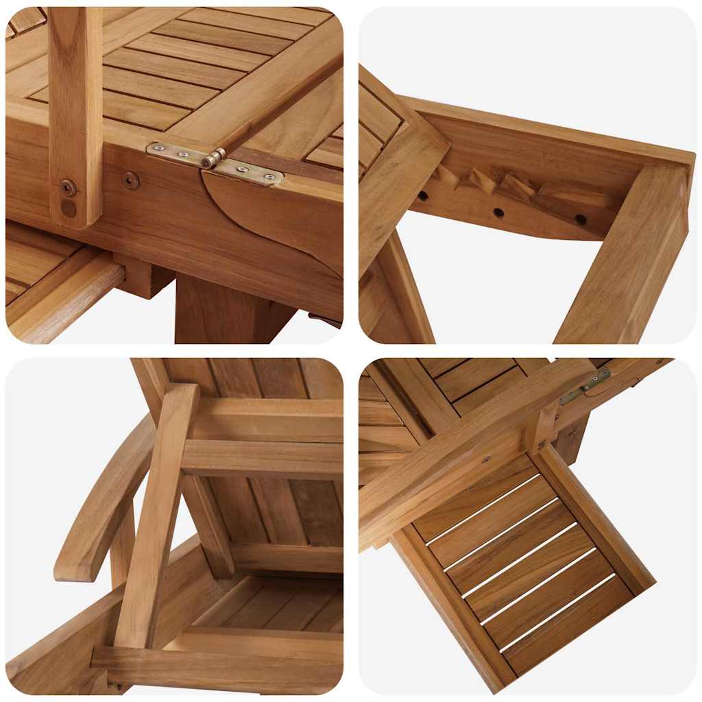 Tumbona con cojín 1-persona 2 pcs Marrón Madera de teca maciza