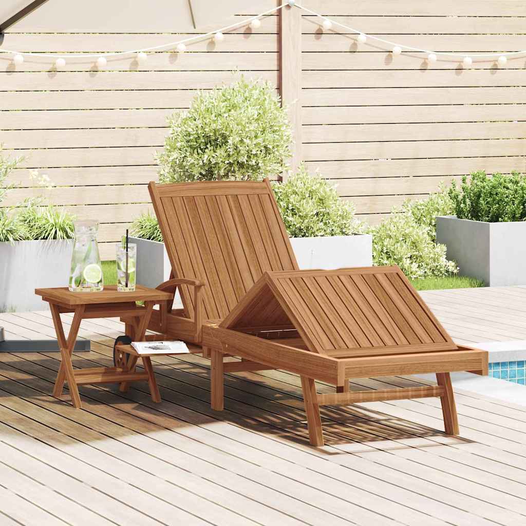 Tumbona con cojín 1-persona 2 pcs Marrón Madera de teca maciza