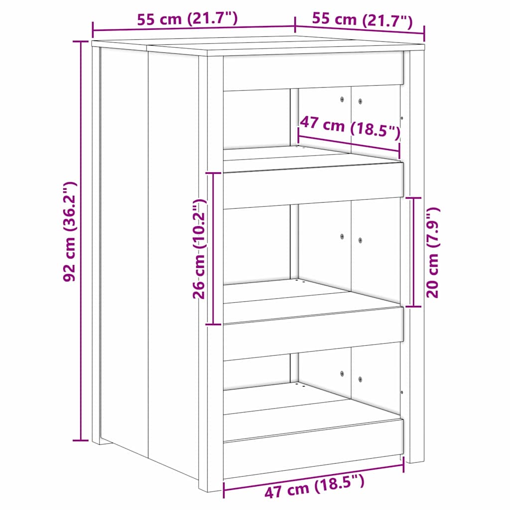 Mueble de Cocina MEPPEL 55 x 55 x 92 cm Madera de pino macizo