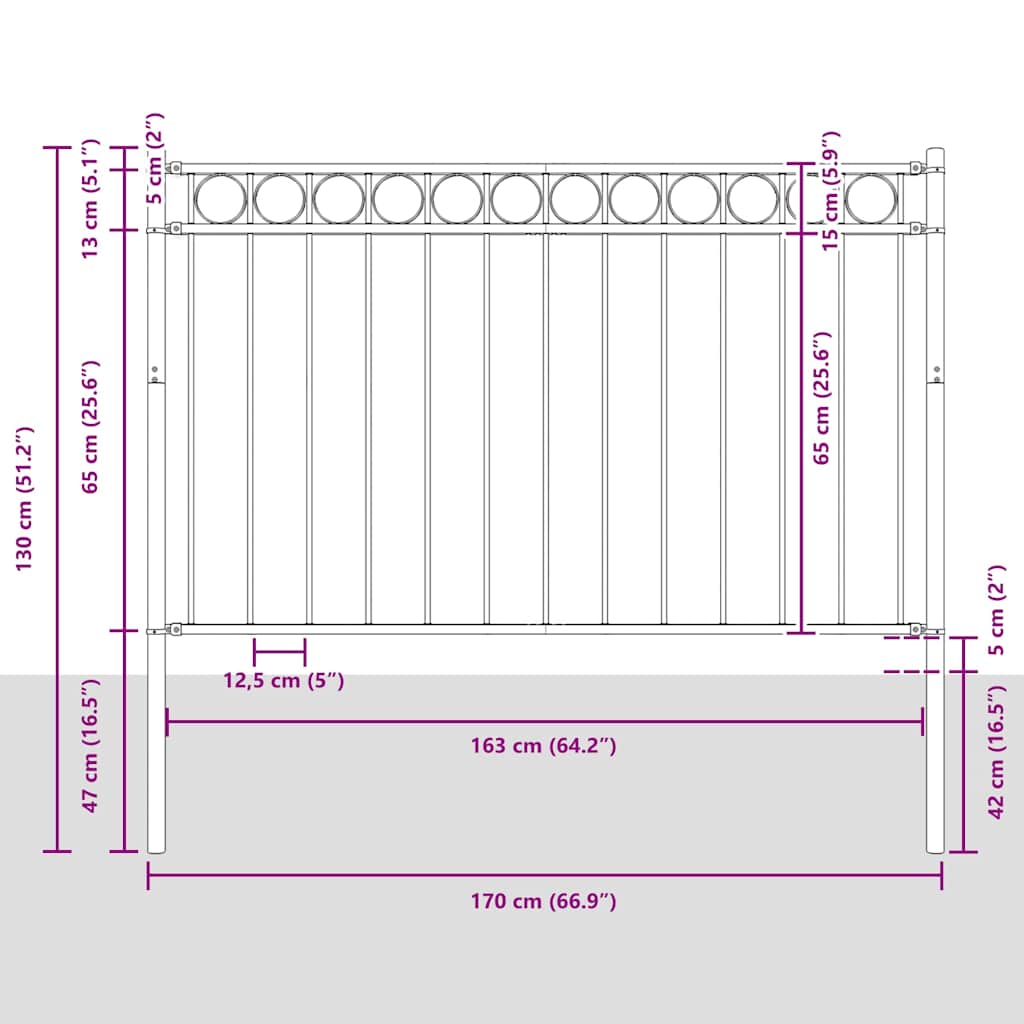 Elemento de cerca ASSEN 170 x 130 cm Acero