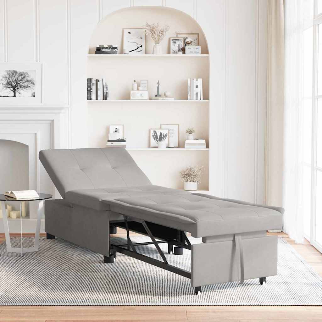 Fold-Out Sofa Bed Cream 194 x 67 x 82 cm Microfiber