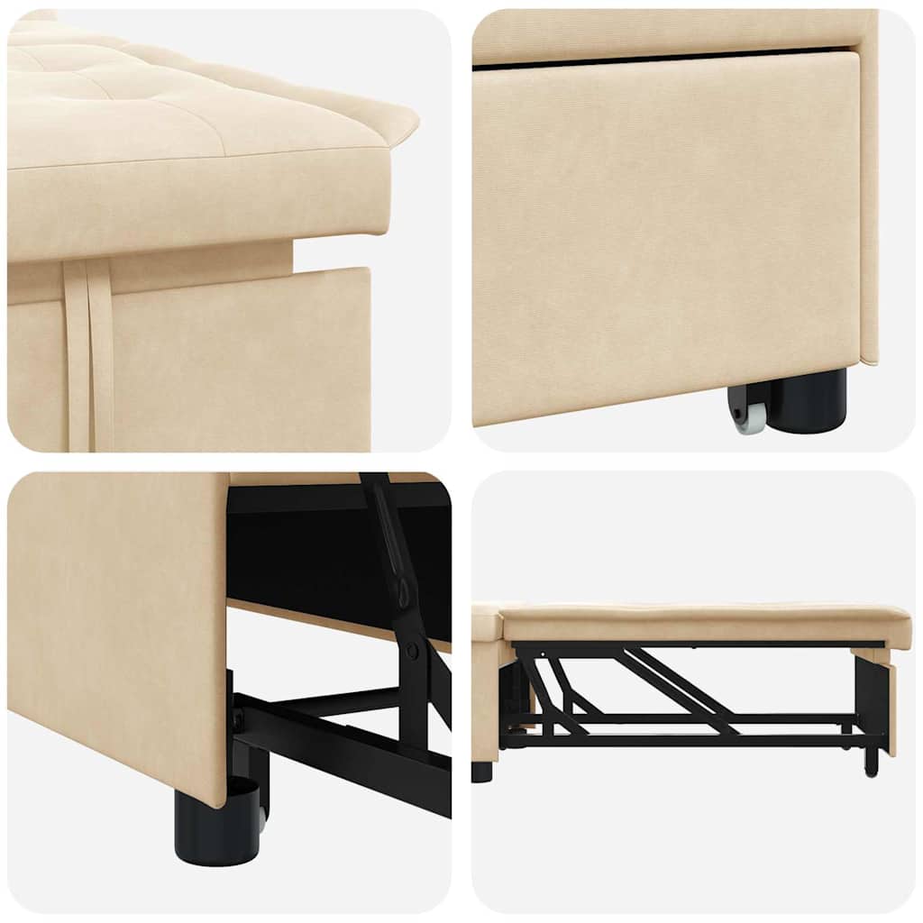 Sofá cama desplegable Crema 194 x 67 x 82 cm Microfibra