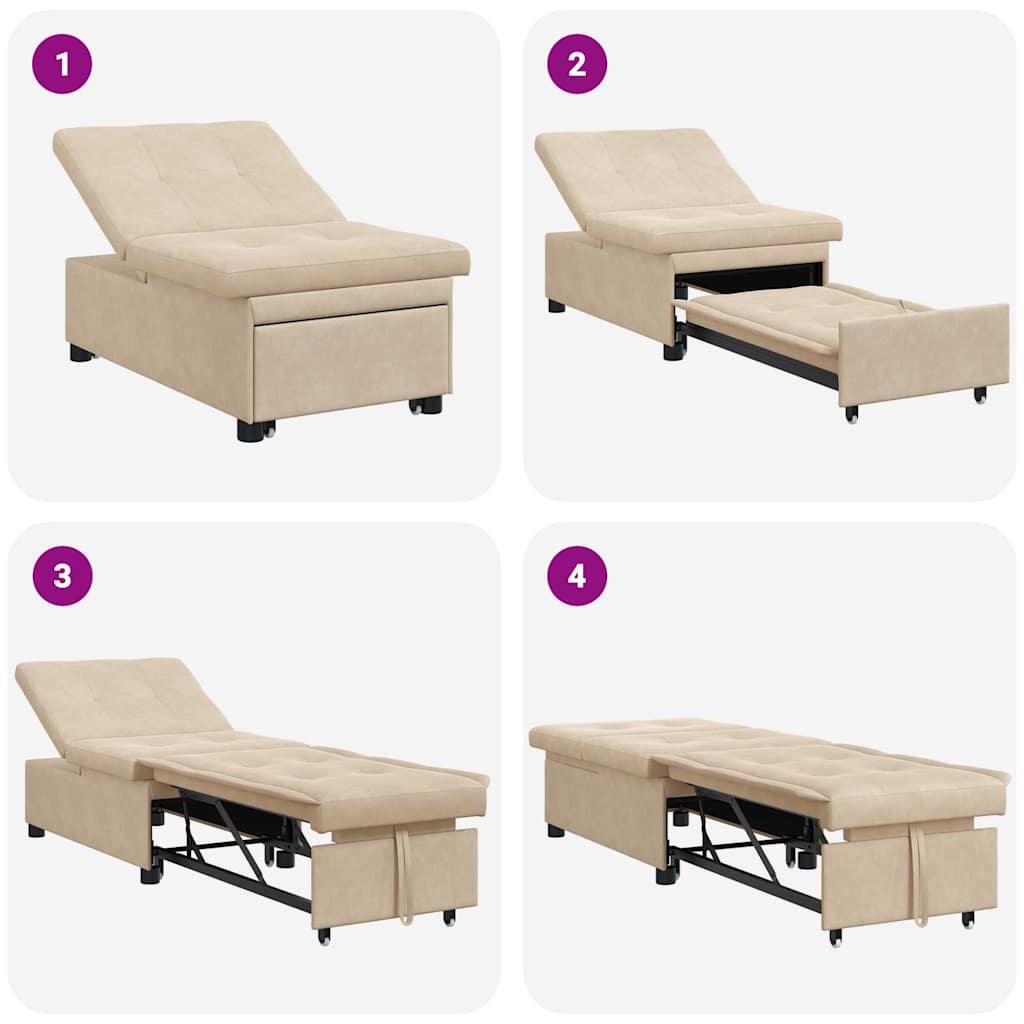 Sofá cama desplegable Crema 194 x 67 x 82 cm Microfibra