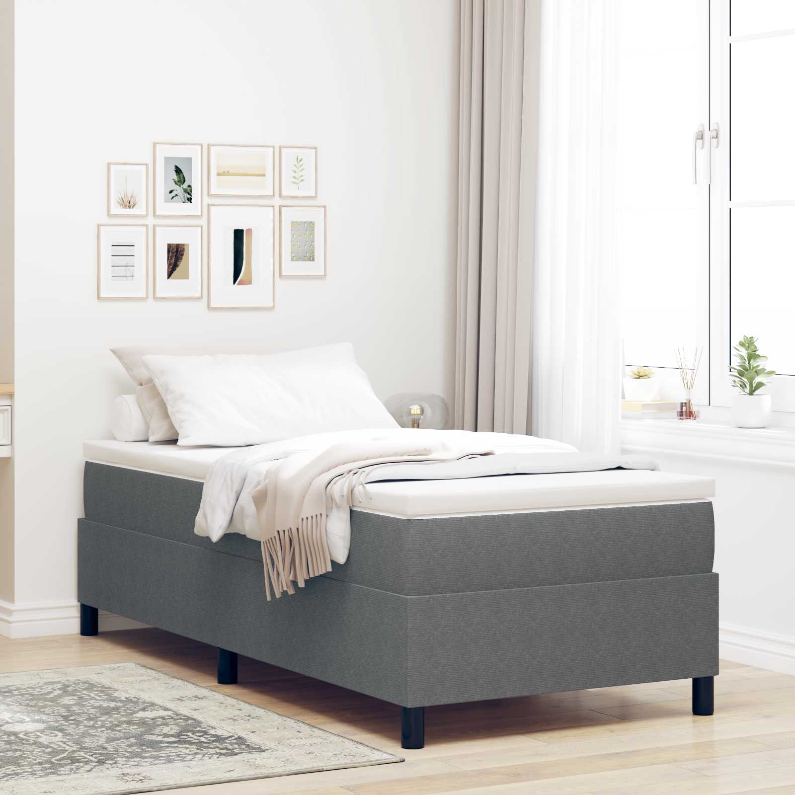 Cama de Plataforma Azul 100 x 200 cm Tecido de Corduroy