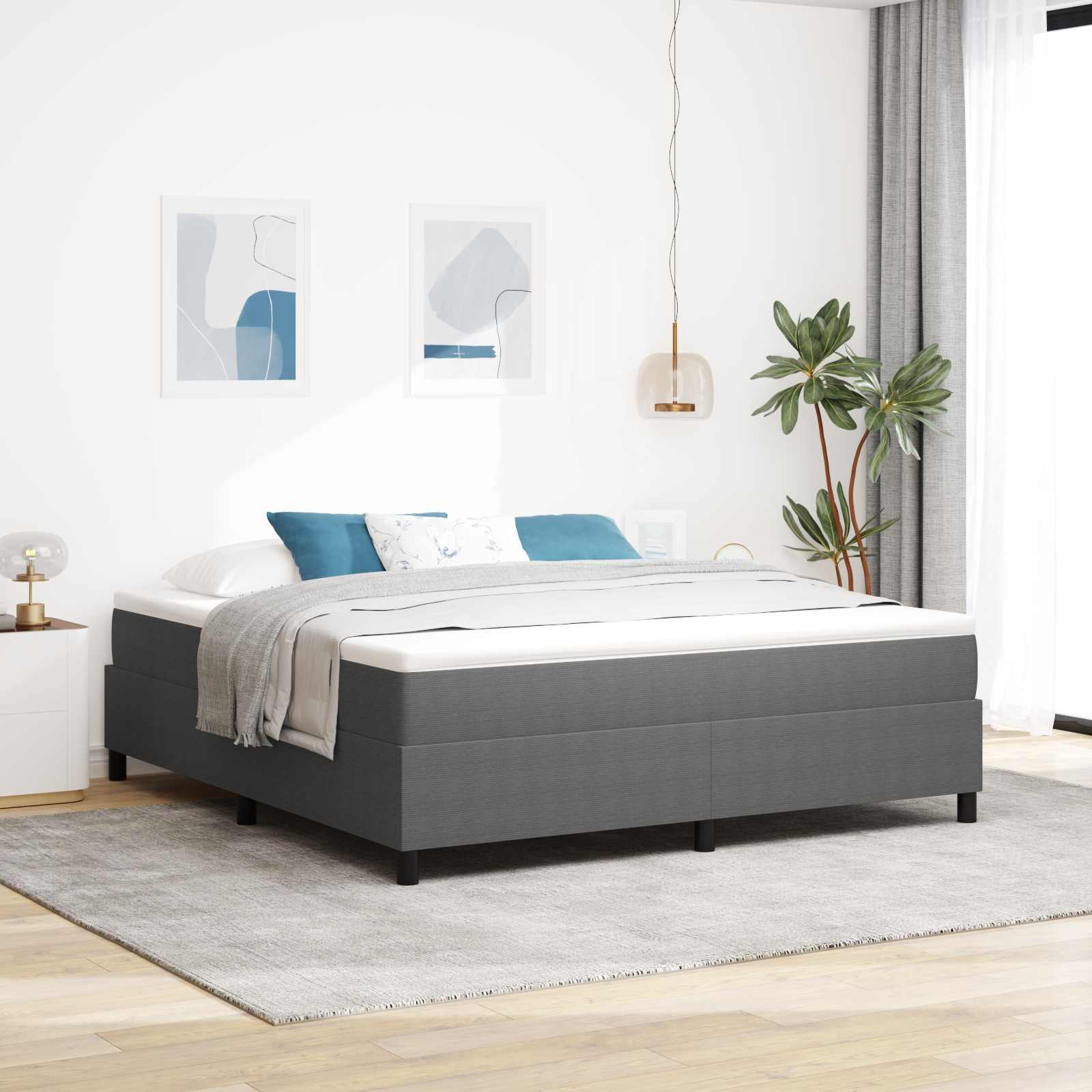 Cama de Plataforma Azul 100 x 200 cm Tecido de Corduroy