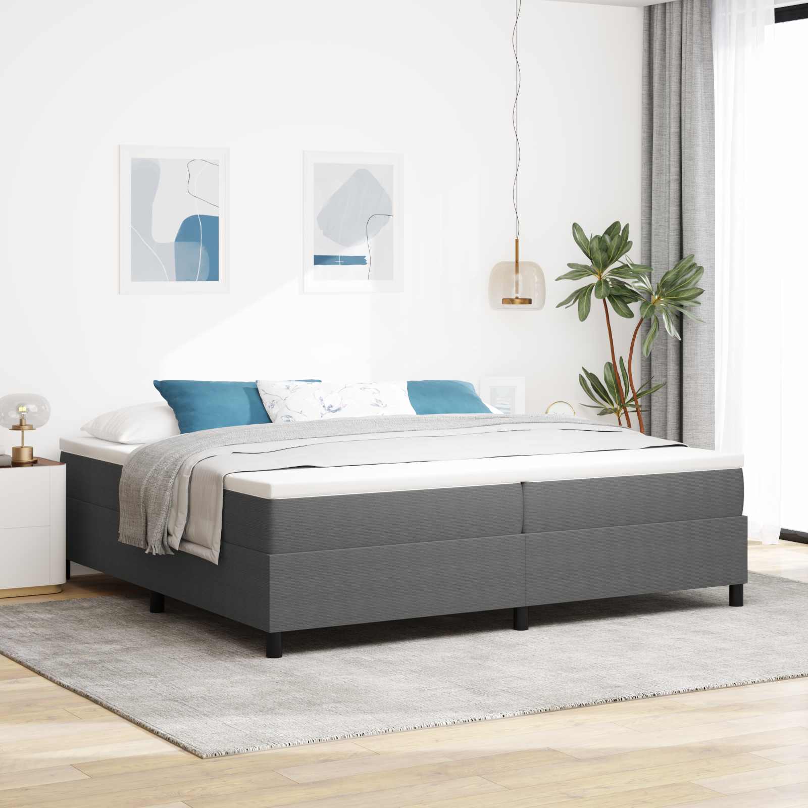 Cama de Plataforma Azul 100 x 200 cm Tecido de Corduroy