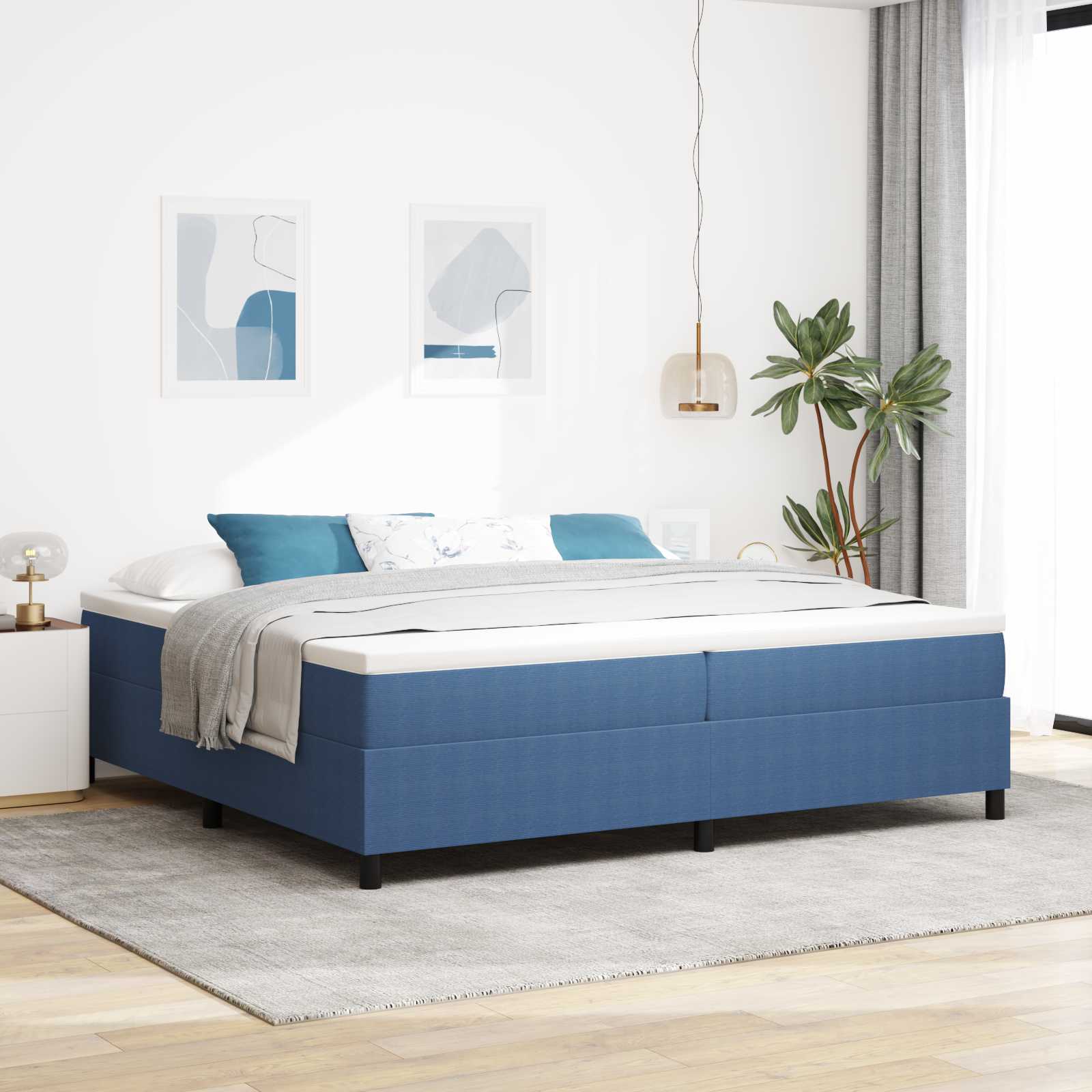 Cama de Plataforma Azul 100 x 200 cm Tecido de Corduroy