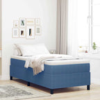 Cama tipo Box Spring Azul y 100 x 200 cm Tela de Pana
