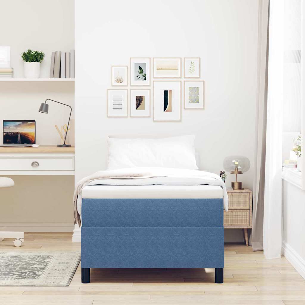 Cama tipo Box Spring Azul y 100 x 200 cm Tela de Pana