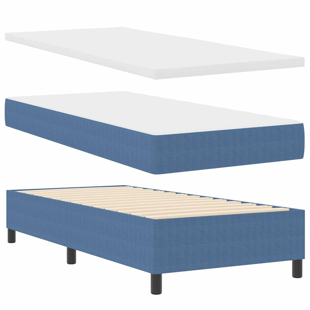 Cama tipo Box Spring Azul y 100 x 200 cm Tela de Pana
