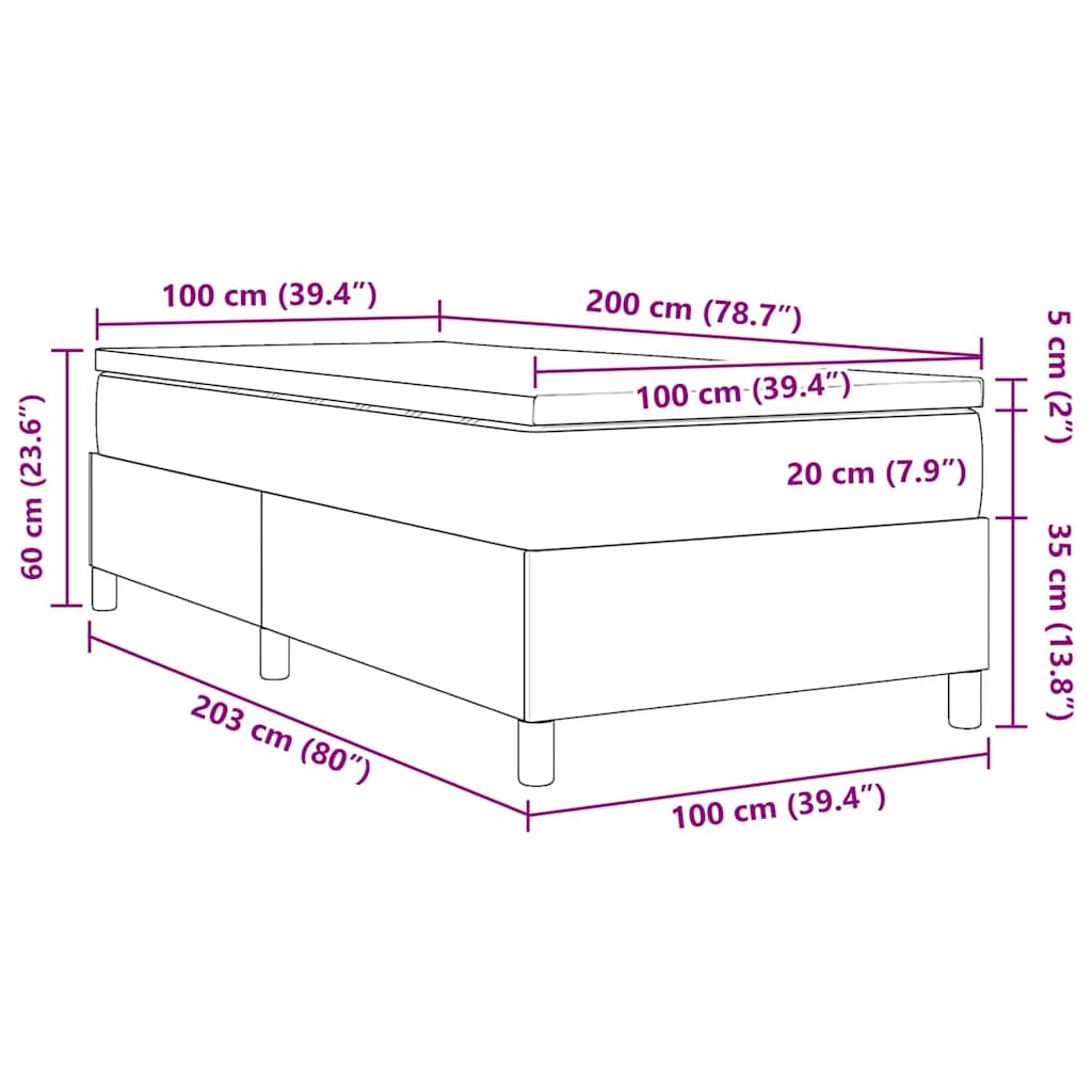 Cama tipo Box Spring Azul y 100 x 200 cm Tela de Pana