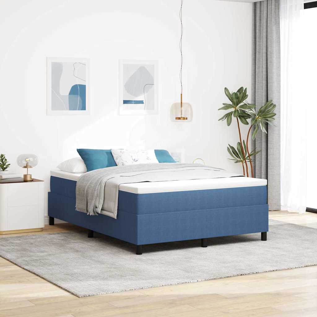 Blue Box Spring Bed and 100 x 200 cm Corduroy Fabric
