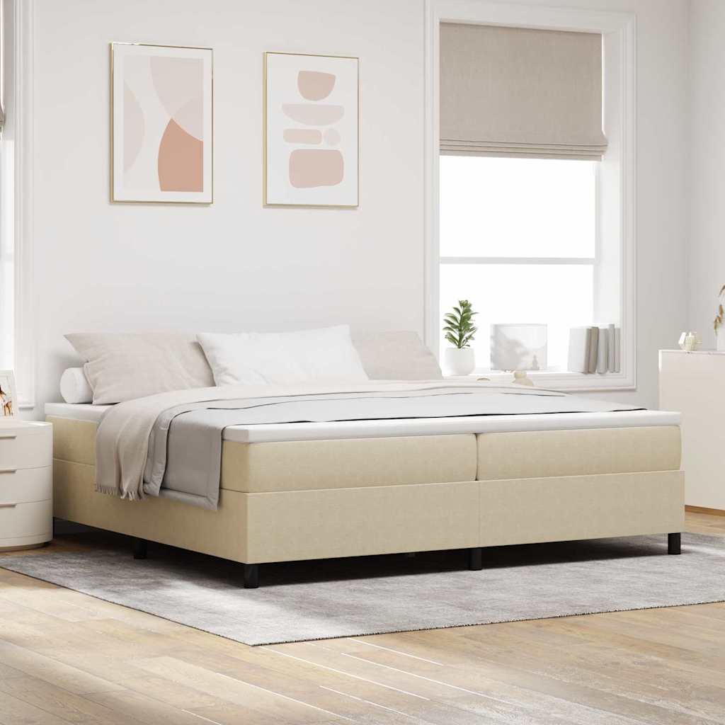 Blue Box Spring Bed and 100 x 200 cm Corduroy Fabric