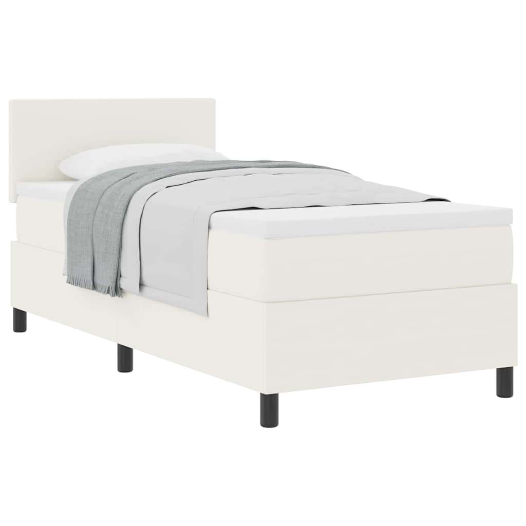 Cama tipo Box Spring Crema y 100 x 200 cm Tela de Pana