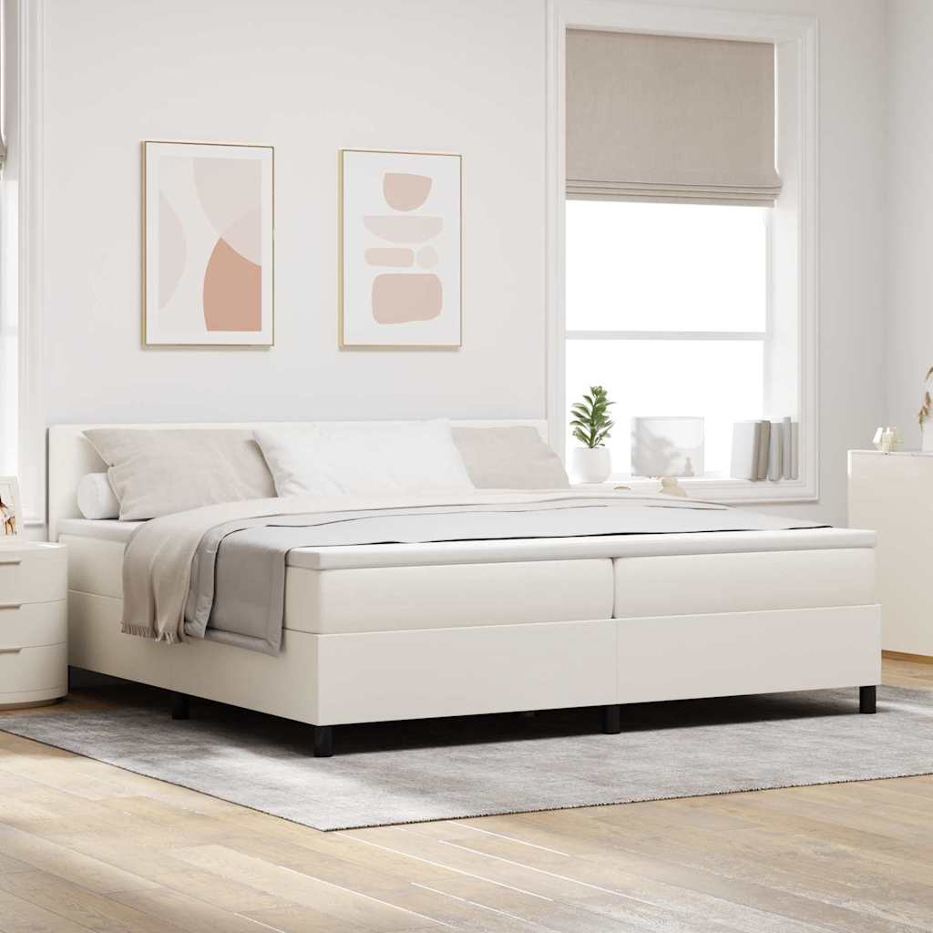 Cama Box Spring Creme e 100 x 200 cm Tecido de Ganga