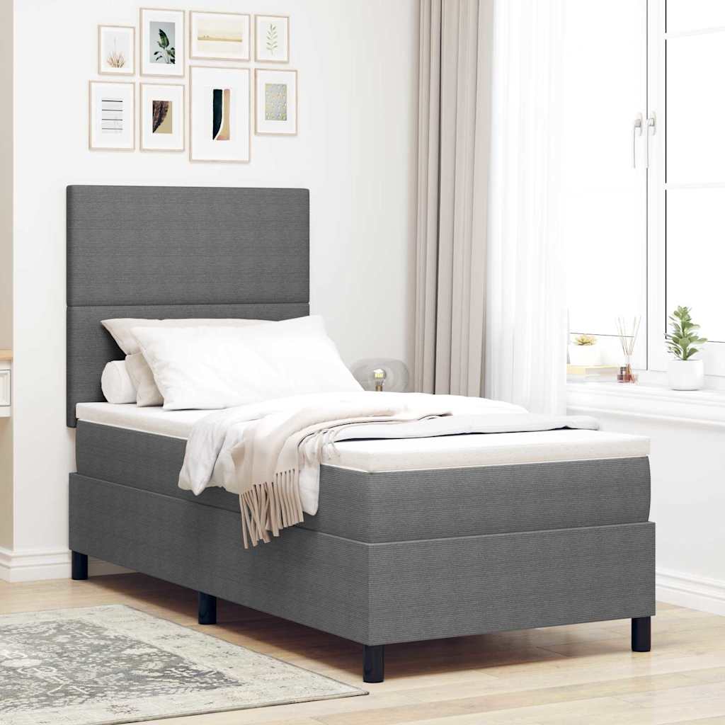 Cama Box Spring Creme e 100 x 200 cm Tecido de Ganga