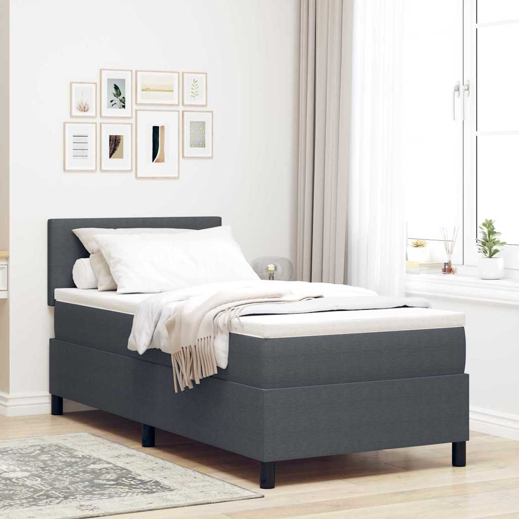 Cream LED Box Spring Bed, 100 x 200 cm, Corduroy Fabric