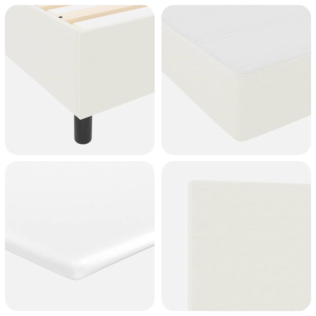 Cama Box Spring LED Crema y 100 x 200 cm Tela de Pana