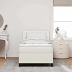 Cama Box Spring LED Crema y 100 x 200 cm Tela de Pana