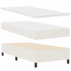 Cama Box Spring LED Crema y 100 x 200 cm Tela de Pana